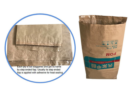 Изготовленные на заказ печатая бумажные мешки логотипа 120g/m2 Multiwall Kraft с покрытием PE качества еды
