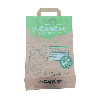 Biodegradable разнослоистая сумка сора кота тофу бумажных мешков 5kg Kraft упаковывая