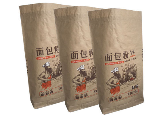 бумажные мешки 120g/m2 для упаковки пшеничной муки хлеба кладут другую упаковывая сумку в мешки