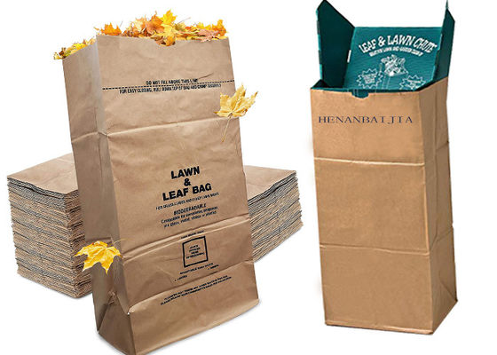 отход двора 30 галлонов 110L бумажный кладет Biodegradable бумажные мешки в мешки лужайки