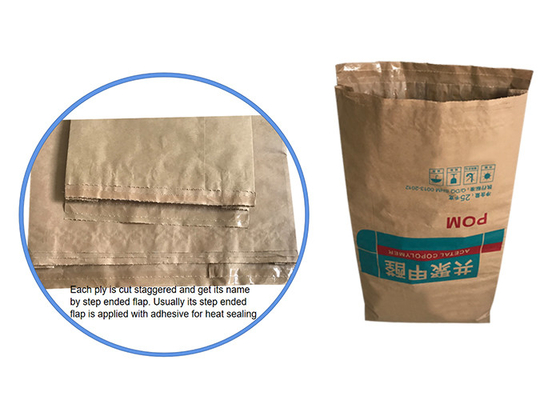 25kg 20kg 2 3 слой + вкладыш PE Multiwall бумажных мешков Брауна Kraft бумаги мешка слоя или